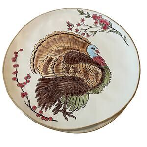 Spectrum Designz Thanksgiving Turkey Dinner Plates 11in Set of 4 New